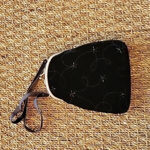 LITTLE black velvet purse with velvet straps and beads.  Tag says gymboree.